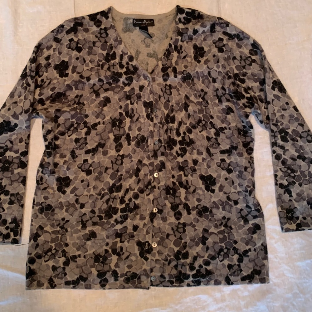 Lovely Gray Merino/Angora Cardigan. 1X